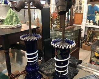 Beautiful Cobalt art glass lamps
