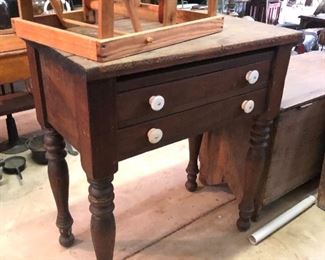 Fabulous primitive table look at those legs!!!
