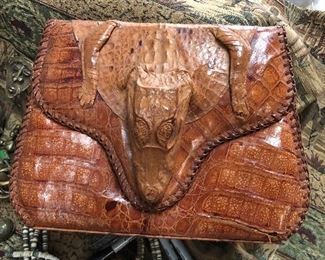 Antique Alligator Purse featuring small alligator