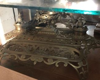 Large selection of antique inkwells