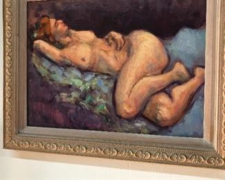 Beautiful signed nude oil painting