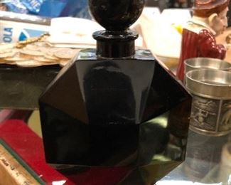 Vintage D' Orsay Black Baccarat Perfume Bottle "Le Dandy" 1 OZ Open/Empty, 4" Ht