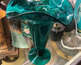 Gorgeous hand blown teal vase