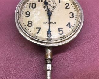 Vintage Waltham 8 Day Watch Automobile Car Dashboard Mounted Clock Nice Glass