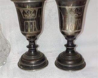 Beautiful pair of sterling silver etched French cordial goblets
The swan identification Mark was used for items imported from France from 1863 to 1893