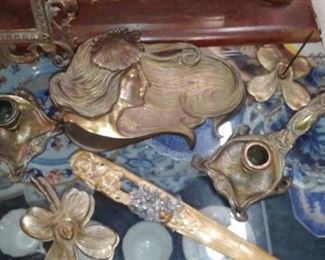 Art Nouveau Inkwell and letter set desk set