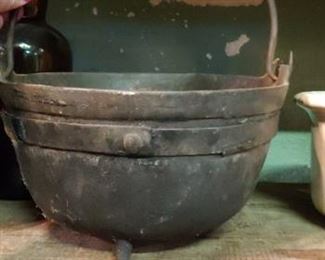 Early small cast iron Hand Forged cauldron