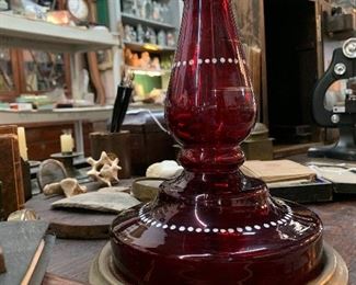 Ruby Glass Lamp with coraleen decoration