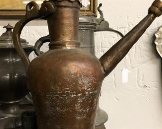 Antique Hand Hammered Copper Brass Persian Arabic Mid-East Coffee Water Pot Ewer