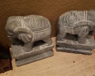 Carved Stone Bookends