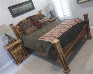 Queen rustic bedroom set nightsntands bedframe and dresser