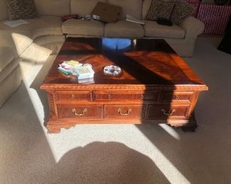 cherry wood heavy coffee table