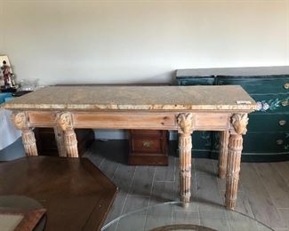 Travertine rams hand entry table