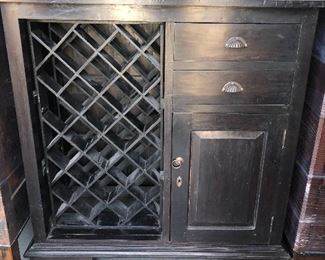 Black wine storage cabinet