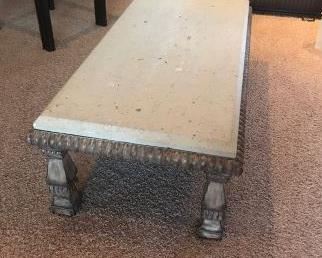 Kreiss seashell travertine coffee table