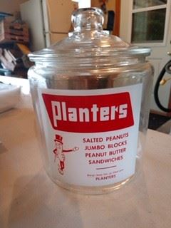Vintage Planters Peanuts Store Counter Jar with Lid 