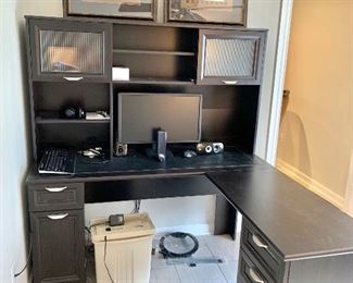  Highly functional black desk with glass doors desk