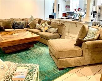 Several down pillows
Exceptional sofa
Mid century modern coffee table