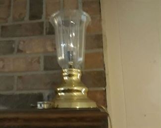 Set of brass hurricane lamps