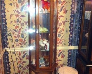Curio cabinet, small marble top table