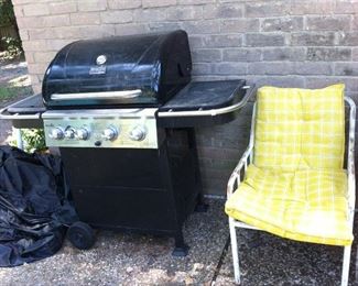 Gas grill, patio chair