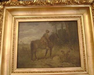 JOHN JAMES PARRY--1805--1811---BRITISH OIL ON BOARD--HORSEMAN