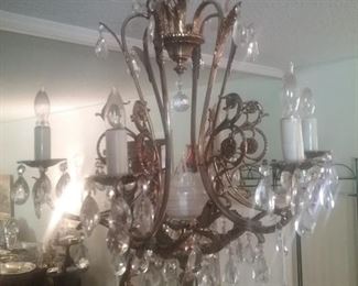 Crystal and Brass Chandelier 