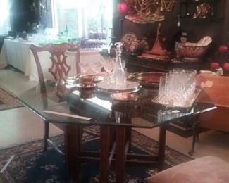 Glass Top Dinette Set with 4 Chairs