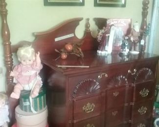 Cherry Headboard and Dresser