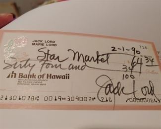 Actor Jack Lord Signed Check