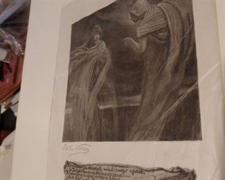 Elihu Vedder "Identity Aldrich" Pencil Etching