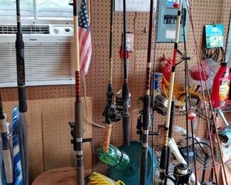 Lots of Fishing Rods and Reels, Lures