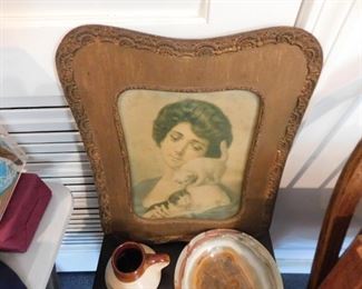 Victorian Lady and Kitten Themed Print