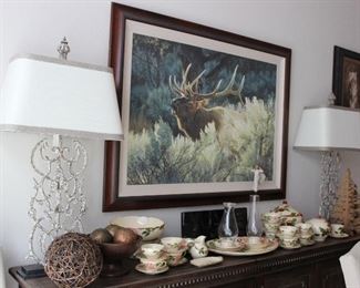 Signed Elk art, Franciscan Desert Rose