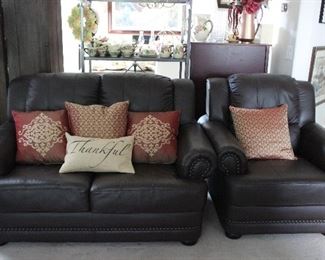 leather sofa, Loveseat, and armchair