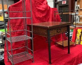 Two shelves and table with drawer       https://ctbids.com/#!/description/share/178031