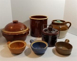 7 piece vintage pottery crocks and bowls    https://ctbids.com/#!/description/share/177989