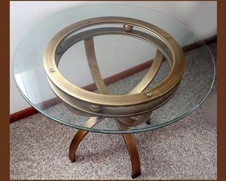 Excellent Little Glass and Brass Table 