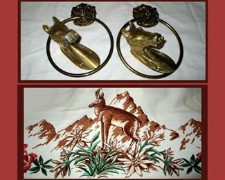 Vintage Table Cloth and Brass Items 
