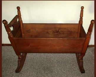 Large Antique Wooden Cradle 