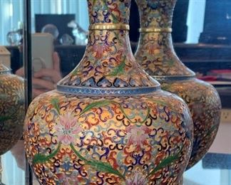 Mixed Metal &  Enamel Vase