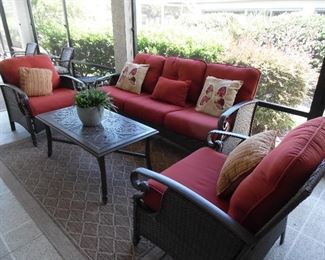 Pre-sale item 3 piece all weather wicker set with Sunbrella cushions.