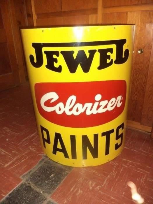 This is a 3 foot stand metal stand-alone demi-lune paint can which would make a great bar; from Campbell Paint in Dearborn 