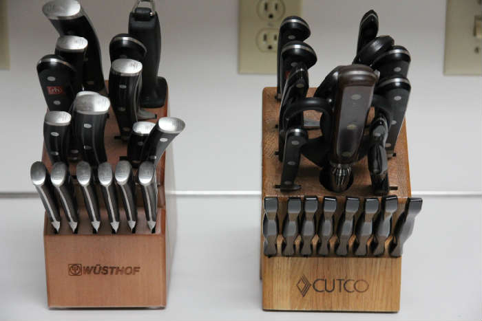 Wustof and Cutco knife sets. There are many other knives from these companies, many still in the package with the original price.