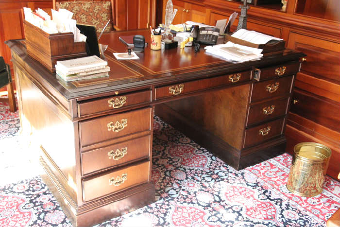 Impressive partner's desk from Sligh Furniture of Grand Rapids, Michigan.