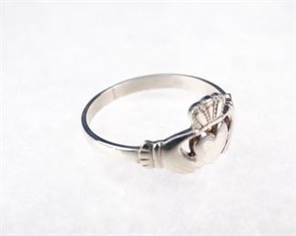 Silver Claddagh Ring, Size 9.5