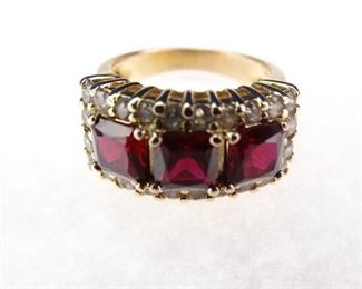 Sterling Silver, Carnelian, & Marcasite Ring, Size 6