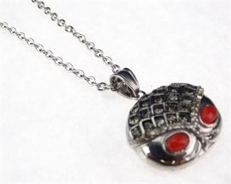 Stainless Steel Red Eye Owl Pendant Necklace