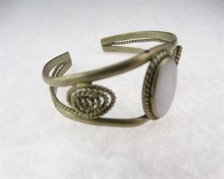 Cuff Bracelet with Synthetic White Pearl