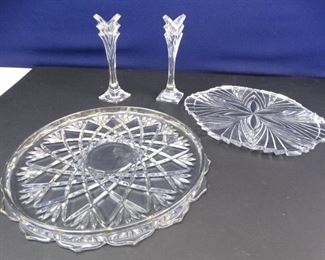 Crystal Serving Plates Candle Sticks